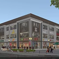 Modern Commercial Complex with Brand Retail Stores and Pedestrian Shopping Street Area