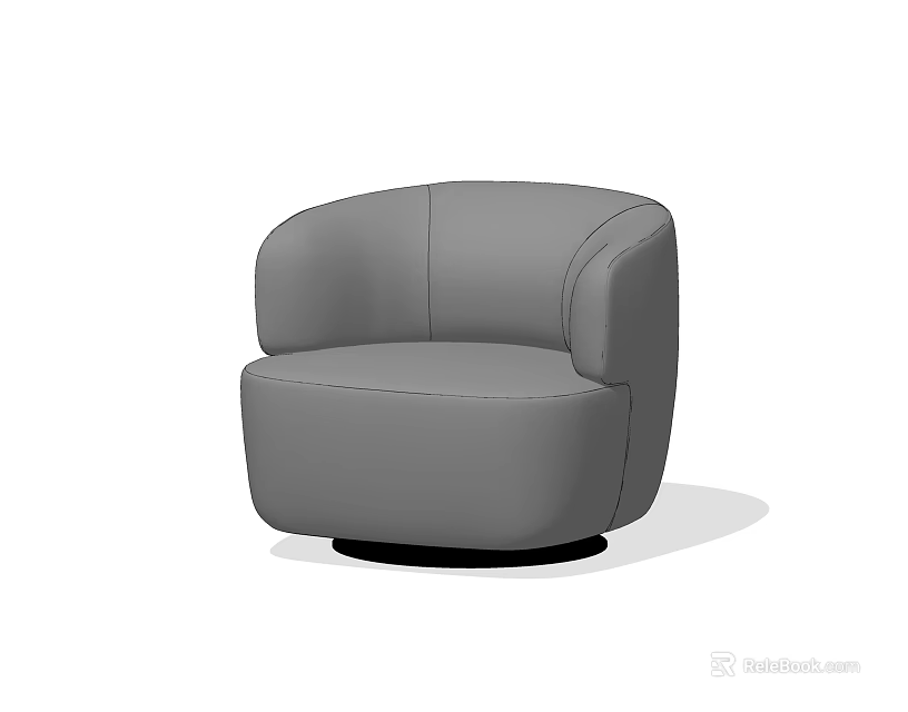 Gray Leather Single Sofa With Modern Round Base And Sleek Design 3d model