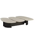 Modern Coffee Table Featuring Three Oval Shaped Marble Tops And Black Base 3d model