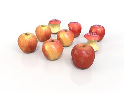 Fresh Red and Yellow Apples as Healthy Nutritious Snack for Daily Diet 3d model