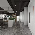 Spacious Modern Public Office Space Interior With Workstations Green Chairs Computers And Bookshelves