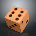 Brown Wooden Dice Cube With Black Dots For Home Use And Games