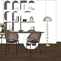 Middle Ancient Style Home Restaurant Middle Ancient Style Dining Table and Chair Cream Style Restaurant Cream Style Dining Table and Chair Glass Sideboard Display Cabinet Storage Cabinet 3d model