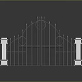 Stylish Wrought Iron Bed Frame Featuring Curved Top And White Pillar Details