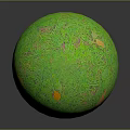 Plant Covered Green Sphere With Natural Texture And Orange Accents