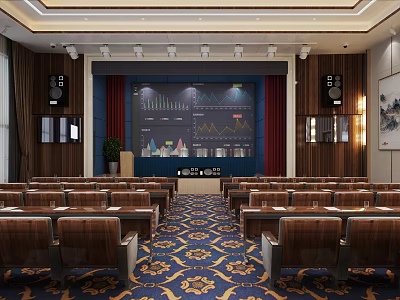 Spacious Elegant Business Conference Room With Professional Presentation Facilities And Comfortable Well Arranged Seats 3d model