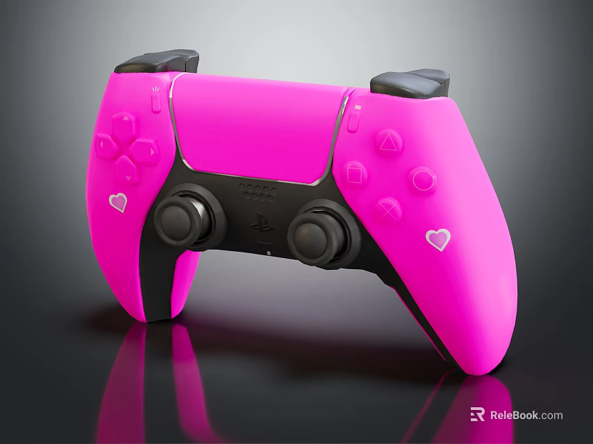Pink Game Controller With Heart Design And Black Accents For Entertainment Electronics 3d model 