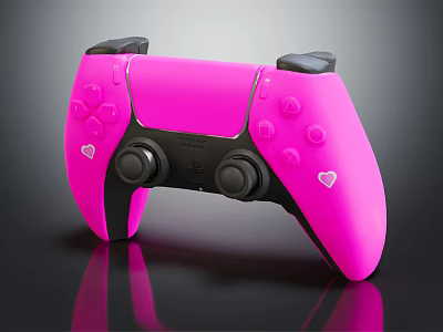Pink Game Controller With Heart Design And Black Accents For Entertainment Electronics 3d model