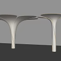 White Petal Shaped Modern Decorative Pillars With Curved Structure For Interior Design 3d model
