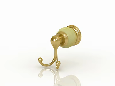 Decorative Gold Hook With Ivory Accent And Curved Hook Design 3d model