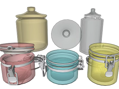 Colorful Ceramic Storage Jars With Airtight Lids And Assorted Designs 3d model