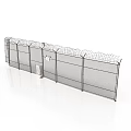 Chain Link Fence Structure With Barbed Wire For Security And Boundary 3d model