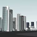 Modern Residential Community Design With White Buildings Water Channels Green Spaces And Roads
