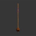 Traditional Household Tool With Long Wooden Handle Wooden Container And Colorful Rope Decoration