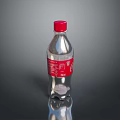 Clear Plastic Beverage Bottle With Red Cap And Red Label Design