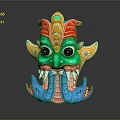 Vibrant Dragon Head With Green Face Red Yellow Blue Decorations And Big Eyes