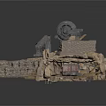 3D Mining Scene Structure With Crusher Machine And Rock Formations