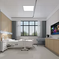 Modern Hospital Ward Interior With Medical Bed Window TV And Cabinets