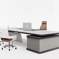 Modern manager office desk and chair desk 3d model