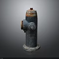 Old Rusty Fire Hydrant With Dark Blue Body Red Orange Top And Metal Knob