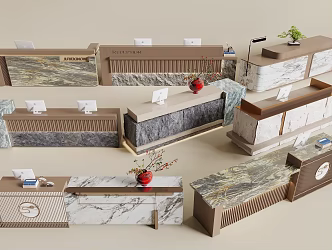 New Chinese Cashier Front Desk Reception Desk Cashier 3d model