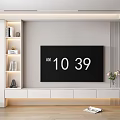 Modern Minimalist TV Cabinet with LED Lighted Bookshelves Decorative Vase and Wooden Floor