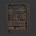 Traditional Chinese Style Wooden Bookcase With Multiple Shelves And Books