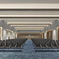 Modern Conference Room Interior Design With Large Display Ceiling Lights And Arranged Seats