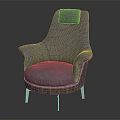 Gray Upholstered Single Sofa with High Backrest Armrests Brown Trim and Metal Legs
