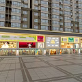 Commercial Street With Glass Storefronts Brand Signs And Modern Corridor Design