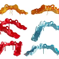 Colorful Curved Playground Slides In Yellow Orange Red Blue For Outdoor Kids Play