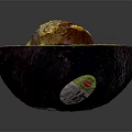 Halved Avocado Showcasing Creamy Green Flesh And Large Brown Seed On Dark Background