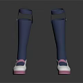 Blue And White Platform Boots With Pink Accents And High Shaft Design