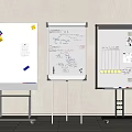 Office whiteboard stickers mobile kanban magnetic board message board display board 3d model