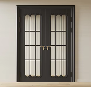 Modern double door glass double door 3d model