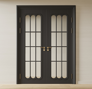 Modern double door glass double door 3d model