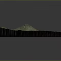 3D Topographic Terrain Model Featuring Mountain Peak Green Land And River Paths