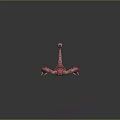 Pinkish Red Scorpion Model With Textured Body Pincers And Curled Tail On Reflective Surface