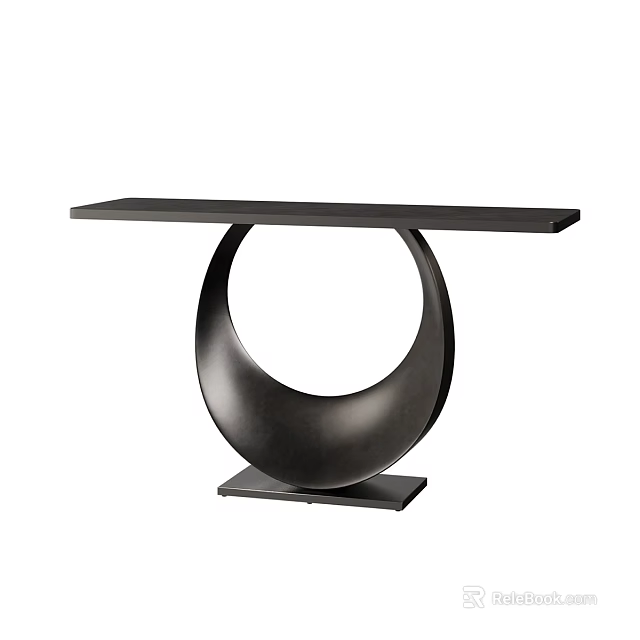 Modern Black Console Table With Round Base And Sleek Design For Entryway 3d model 