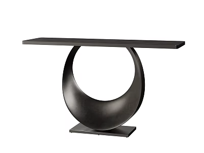 Modern Black Console Table With Round Base And Sleek Design For Entryway 3d model