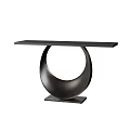 Modern Black Console Table With Round Base And Sleek Design For Entryway