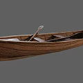 Handcrafted Vintage Wooden Boat with Rowing Oars and Interior Seats