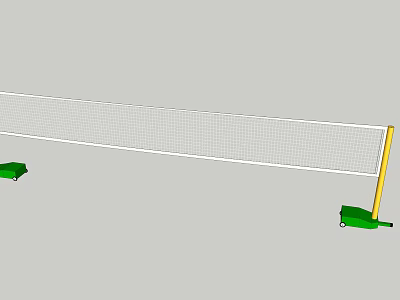 Professional Volleyball Net Sports Equipment with Yellow Poles and Green Bases 3d model