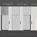 Modern Elevator Lobby With Three Silver Elevators White Walls And Sleek Floor