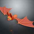Cartoon Bat Character With Orange Body Large Wings And Yellow Eyes