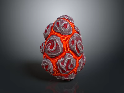 Guardian Role With Mythical Creature Egg Featuring Red Spiral And Glowing Orange Texture 3d model