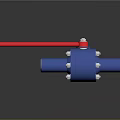 Blue Ball Valve With Red Handle And Industrial Metal Components Mechanical Structure