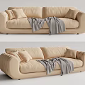 Modern double sofa multiplayer sofa 3d model