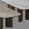 Modern Dining Table Design With Smooth Marble Top And Wooden Legs 3d model