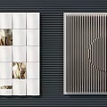 Modern Textured Wall Decor With Square Design Geometric Patterns And Metallic Accents 3d model
